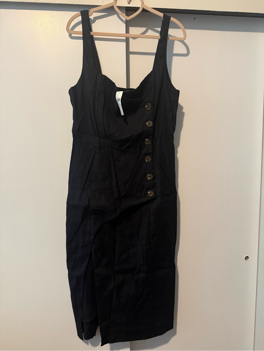 Anthropologie Black Sleeveless Midi Dress with Side Buttons - Picture 5 of 5